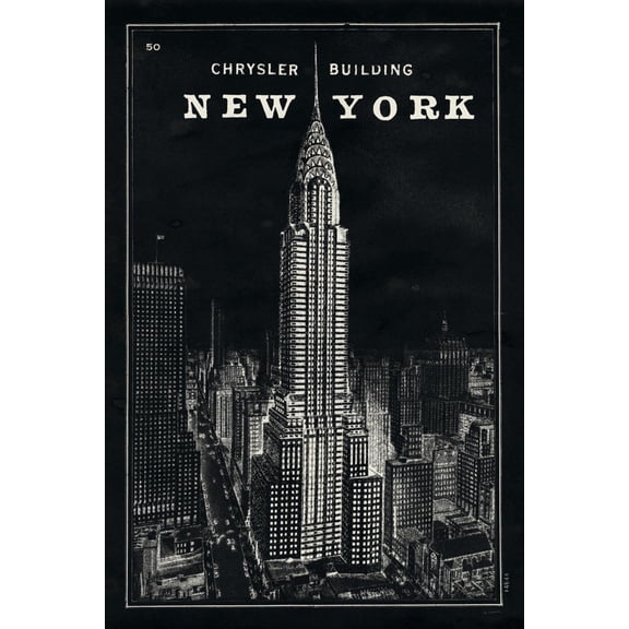 Art.com Blueprint Map New York Chrysler Building Black Art Print by Sue Schlabach, 12" x 18"