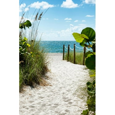 Art.com Boardwalk on the Beach - Miami - Florida Photographic Print by Philippe Hugonnard, 24" x 36"