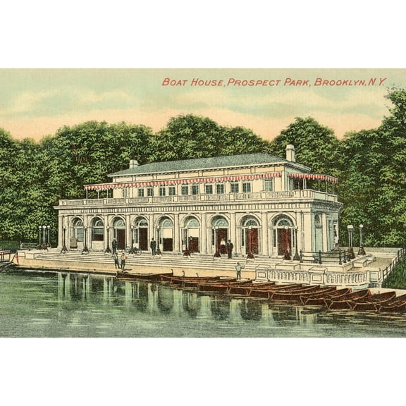 Art.com Boat House, Prospect Park, Brooklyn, New York Art Print, 18" x 12"