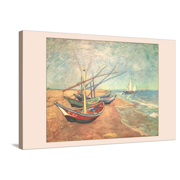 Art.com Boats at Saintes-Maries Stretched Canvas Print Wall Art by Vincent van Gogh, 36" x 24"