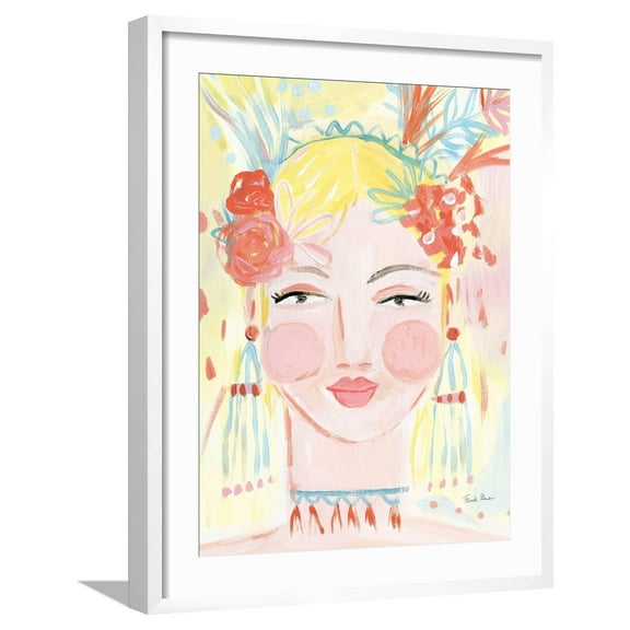 Art.com Boho Lady I Art Print by Farida Zaman, White Frame Wall Art, 23" x 29"