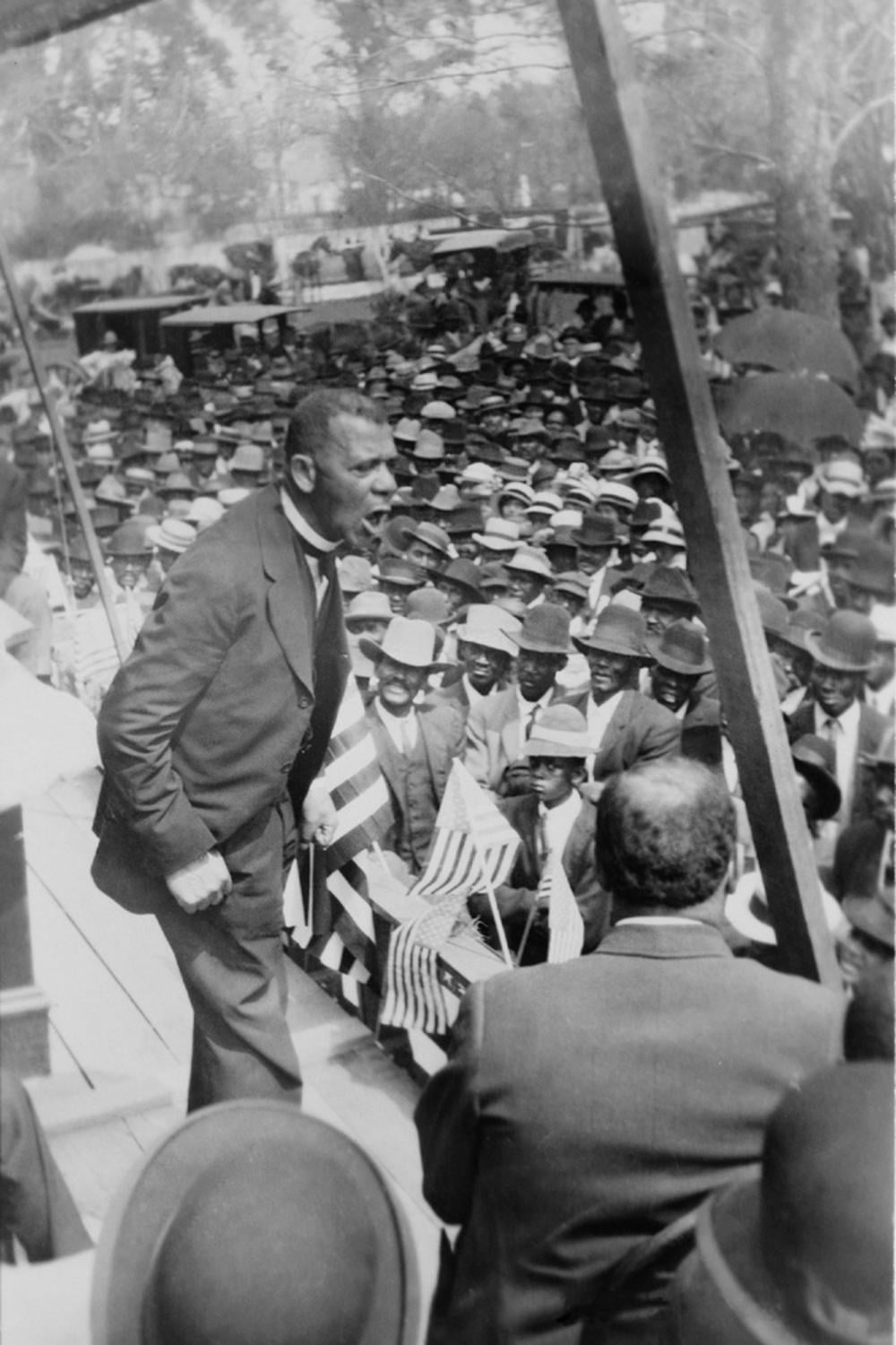 Booker T. Washington, Delivering Speech from a Stage Near New