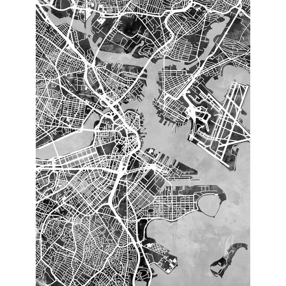 Art.com Boston Massachusetts Street Map Art Print by Michael Tompsett, 12" x 16"