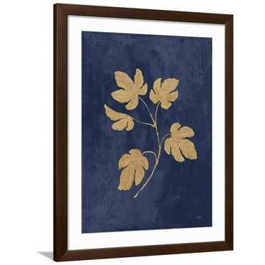 Art.com Botanical Study III Gold Navy Art Print by Julia Purinton, Brown Frame Wall Art, 32" x 40"