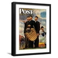 thumbnail image 1 of Art.com Bottom of the Sixth (Three Umpires) Saturday Evening Post Cover, April 23,1949 Giclee Print by Norman Rockwell, Black Frame Wall Art, 17" x 21", 1 of 5