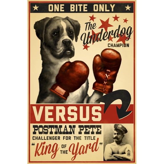 Art.com Boxer - Retro Boxing Ad Art Print by Lantern Press, 12" x 18"