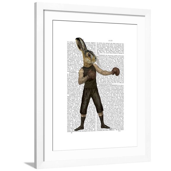 Art.com Boxing Hare Art Print by Fab Funky, White Frame Wall Art, 32" x 40"