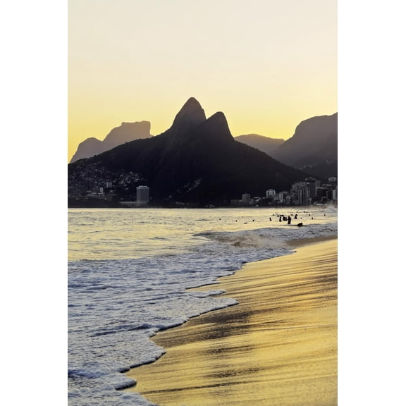 Art.com Brazil, City of Rio de Janeiro, Ipanema Beach and Morro Dois Irmaos during sunset. Photographic Print by Karol Kozlowski, 12" x 18"