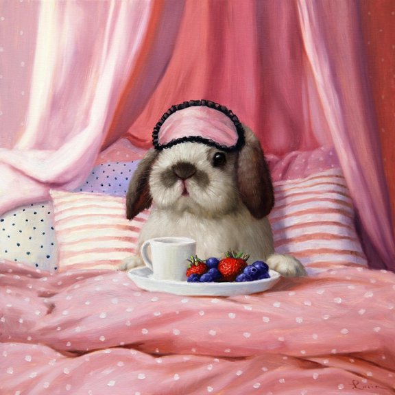 Art.com Breakfast In Bed Art Print by Lucia Heffernan, 24" x 24"