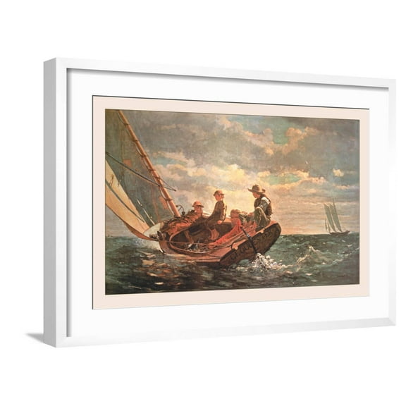 Art.com Breezing Up Art Print by Winslow Homer, White Frame Wall Art, 29" x 21"
