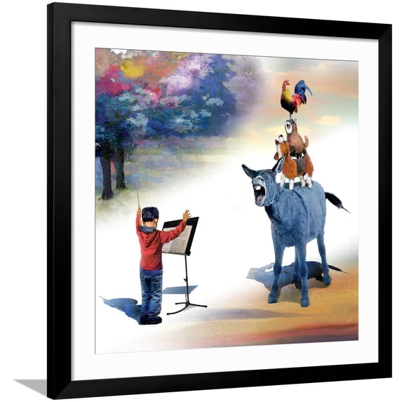 Art.com Bremen Musicians Art Print by Nancy Tillman, Black Frame Wall Art, 38" x 38"
