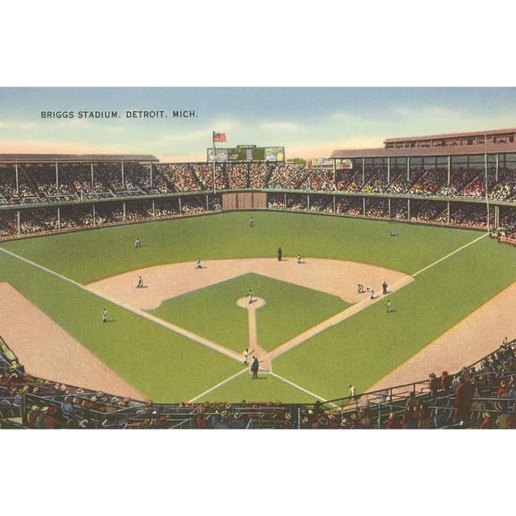 Art.com Briggs Stadium, Detroit, Michigan Art Print, 18" x 12"