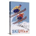 thumbnail image 1 of Art.com Brighton, Utah - Vintage Skiers Stretched Canvas Print Wall Art by Lantern Press, 12" x 18", 1 of 4