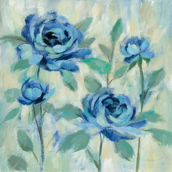 Art.com Brushy Blue Flowers I Art Print by Silvia Vassileva, 24" x 24"