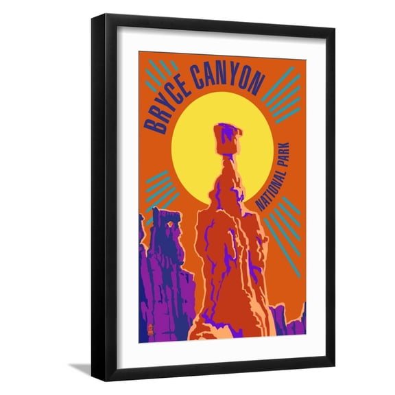 Art.com Bryce Canyon National Park - Psychedelic Art Print by Lantern Press, Black Frame Wall Art, 17" x 23"