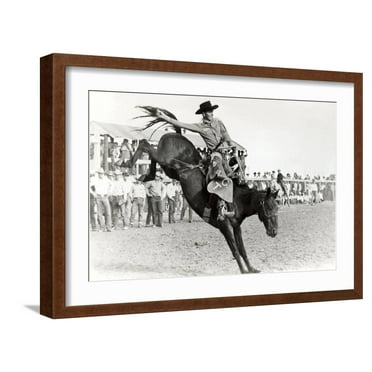 Art.com Bucking Bronco Photo Art Print, Brown Frame Wall Art, 23" x 17"