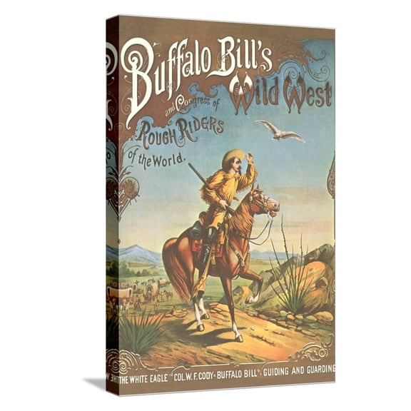 Art.com Buffalo Bill's Wild West Show Poster, Scout on Horse Stretched Canvas Print Wall Art, 12" x 18"