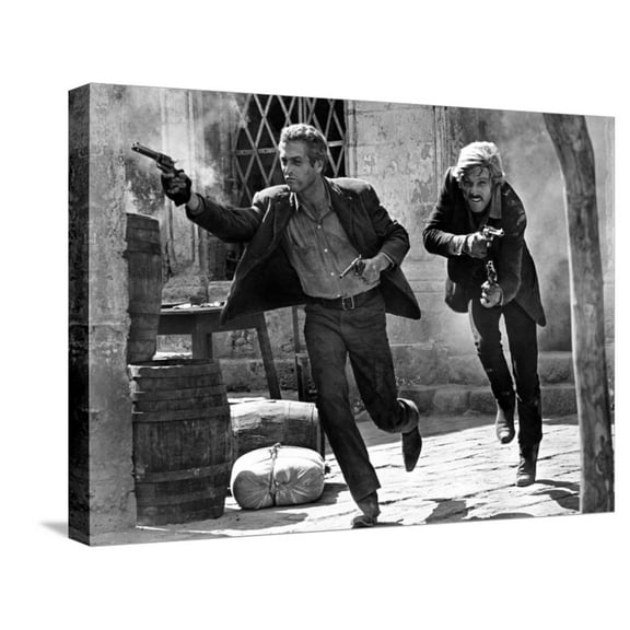Art.com Butch Cassidy and the Sundance Kid, Paul Newman, Robert Redford, 1969 Stretched Canvas Print Wall Art, 24" x 18"