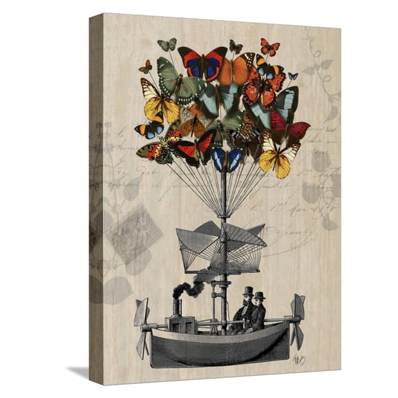 Art.com Butterfly Airship Stretched Canvas Print Wall Art by Fab Funky, 12" x 16"