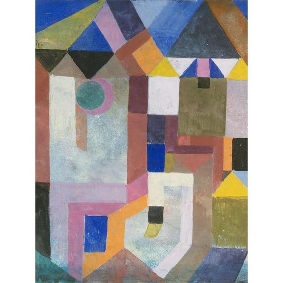 Art.com COLORFUL Architecture, by Paul Klee, 1917, Swiss Drawing, Gouache on Paper. Planes of Bright Color Art Print, 12" x 16"