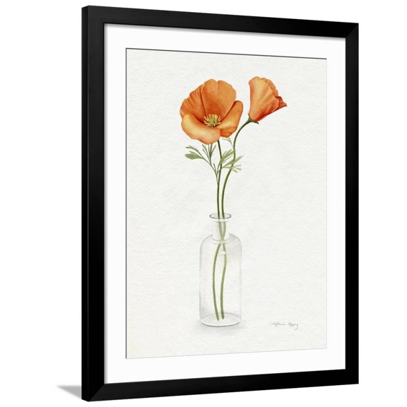 Art.com California Poppy Vase II Art Print by Grace Popp, Black Frame Wall Art, 32" x 40"