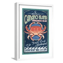 Art.com Camano Island, Washington - Dungeness Crab Art Print by Lantern Press, White Frame Wall Art, 17" x 23"