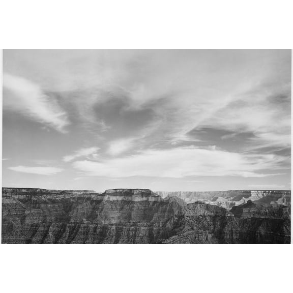 Art.com Canyon Edge Low Horizon Clouded Sky Grand Canyon National Park Arizona. 1933-1942 Art Print by Ansel Adams, 18" x 12"