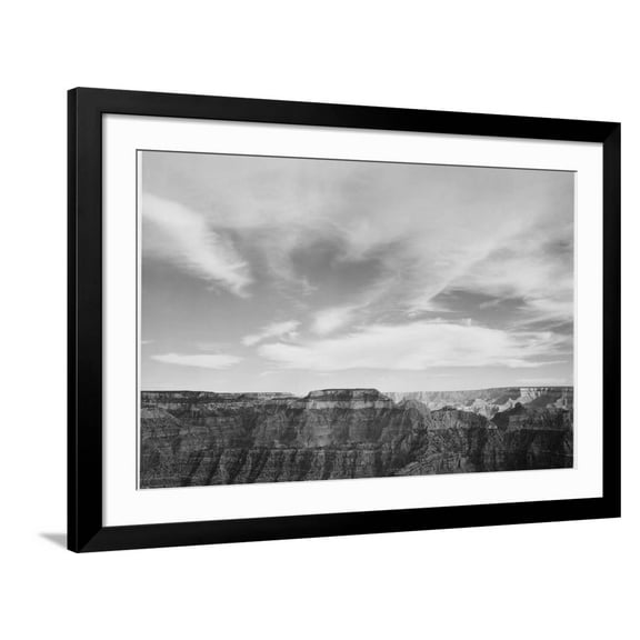 Art.com Canyon Edge Low Horizon Clouded Sky Grand Canyon National Park Arizona. 1933-1942 Art Print by Ansel Adams, Black Frame Wall Art, 44" x 32"