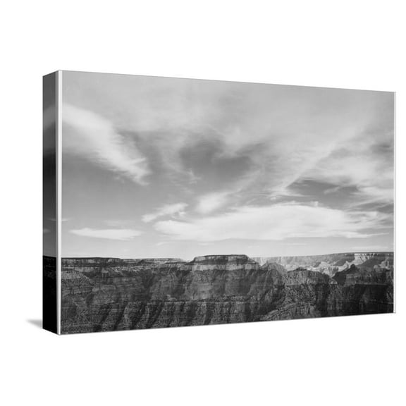 Art.com Canyon Edge Low Horizon Clouded Sky Grand Canyon National Park Arizona. 1933-1942 Stretched Canvas Print Wall Art by Ansel Adams, 18" x 12"