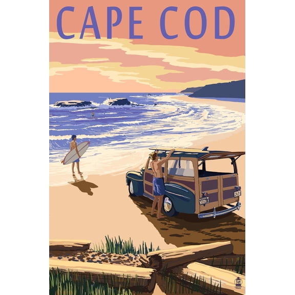 Art.com Cape Cod, Massachusetts - Woody on Beach Art Print by Lantern Press, 12" x 18"