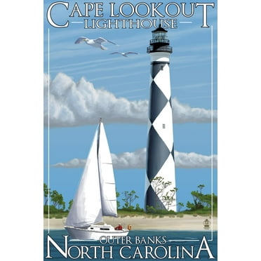 Art.com Cape Lookout Lighthouse - Outer Banks, North Carolina Art Print by Lantern Press, 12" x 18"