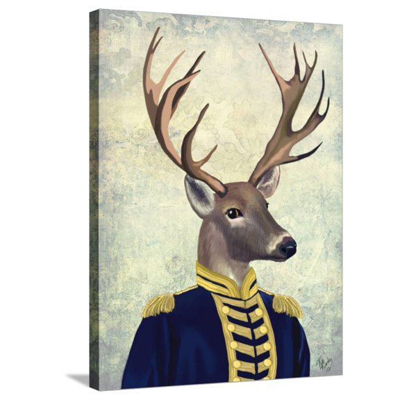 Art.com Captain Deer Stretched Canvas Print Wall Art by Fab Funky, 24" x 32"