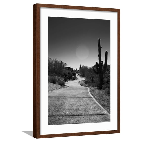 Art.com Cart Path on Desert Golf Course Arizona Photo, Brown Frame Wall Art, 21" x 29"