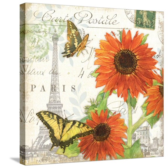 Art.com Carte Postale Sunflowers I Stretched Canvas Print Wall Art by Julie Paton, 24" x 24"