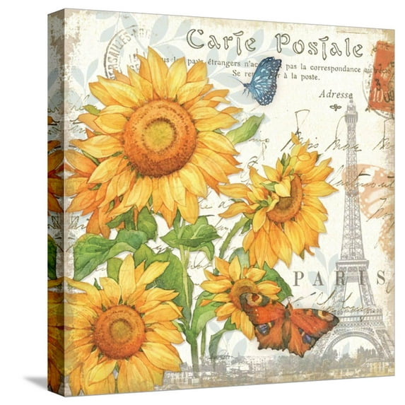 Art.com Carte Postale Sunflowers II Stretched Canvas Print Wall Art by Julie Paton, 16" x 16"