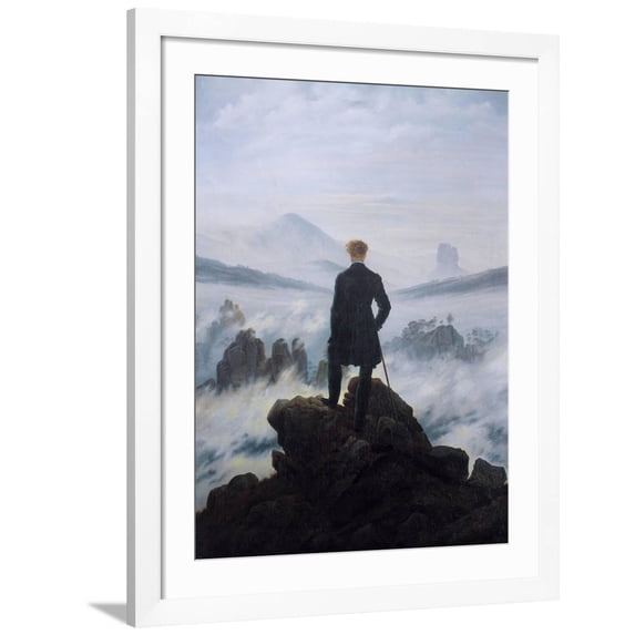 Art.com Caspar Friedrich Wanderer Above the Sea of Fog Art Print, White Frame Wall Art, 32" x 40"