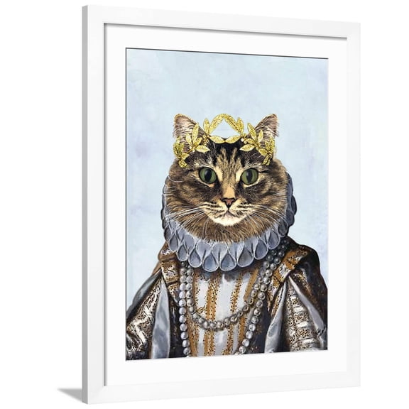Art.com Cat Queen Art Print by Fab Funky, White Frame Wall Art, 32" x 40"