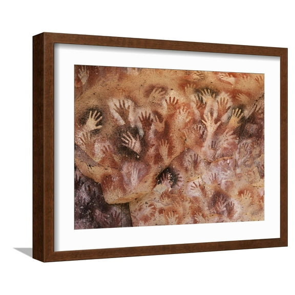 Art.com Cave of the Hands, Argentina Photographic Print by Javier Trueba, Brown Frame Wall Art, 21" x 17"