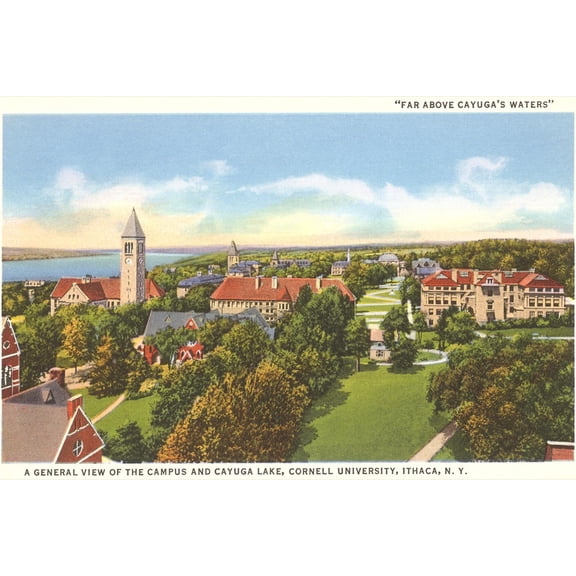Art.com Cayuga Lake, Cornell University, Ithaca, New York Art Print, 24" x 18"