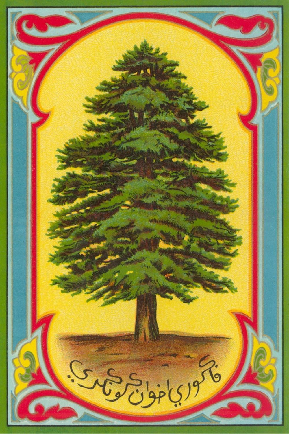 Cedar of Lebanon, Arabic Script Art Print, 16" x 24"
