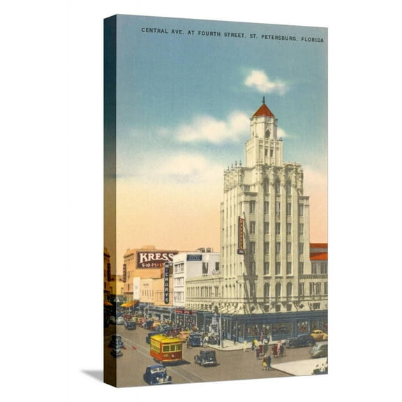 Art.com Cental Avenue, St. Petersburg, Florida Stretched Canvas Print Wall Art, 12" x 18"