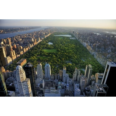 Art.com Central Park Aerial View, Manhattan, New York; Park is Surrounded by Skyscraper Photographic Print by T photography, 18" x 12"