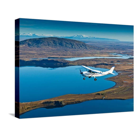 Art.com Cessna flying over South Coast Iceland Stretched Canvas Print Wall Art, 24" x 18"