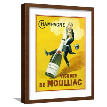 Art.com Champagne Vicomte De Moulliac Giclee Print, Brown Frame Wall Art, 17" x 21"