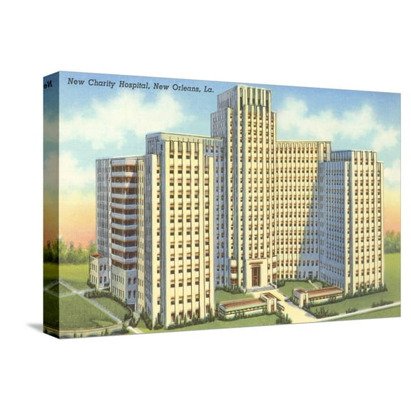 Art.com Charity Hospital, New Orleans, Louisiana Stretched Canvas Print Wall Art, 18" x 12"