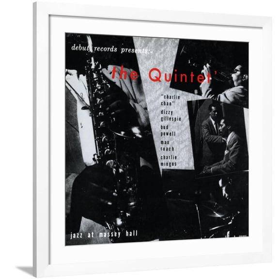 Art.com Charlie Parker Quintet - Jazz at Massey Hall Art Print, White Frame Wall Art, 38" x 38"