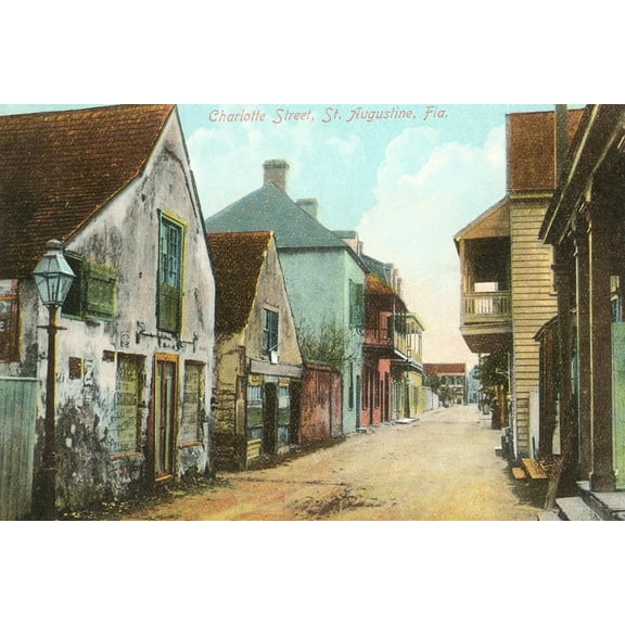 Art.com Charlotte Street, St. Augustine, Florida Art Print, 18" x 12"