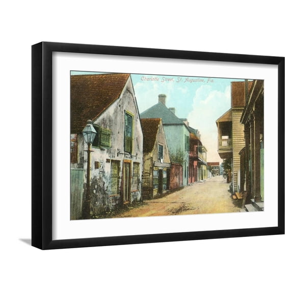 Art.com Charlotte Street, St. Augustine, Florida Art Print, Black Frame Wall Art, 23" x 17"