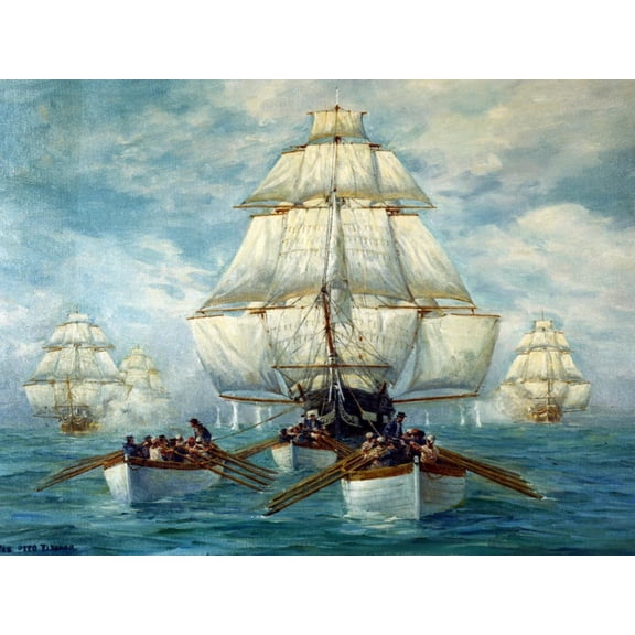 Art.com Chase Of The USS Constitution Art Print by Anton Otto Fischer, 32" x 24"