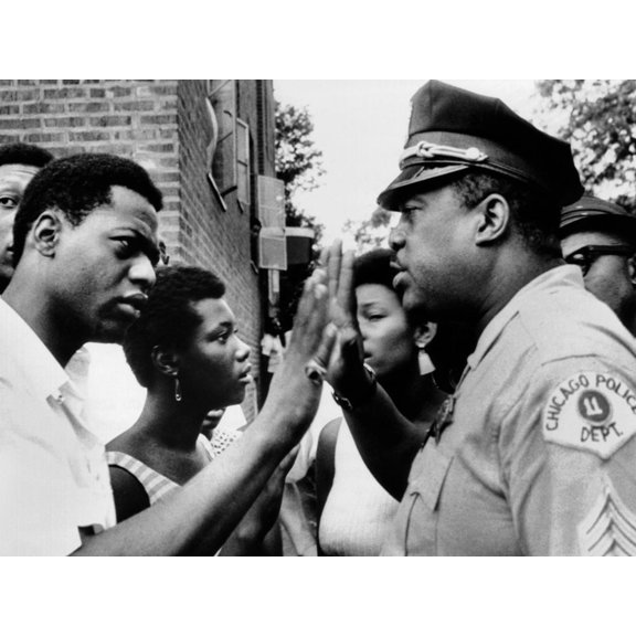 Art.com Chicago African American Policeman Tries to Calm a Crowd Photo, 16" x 12"